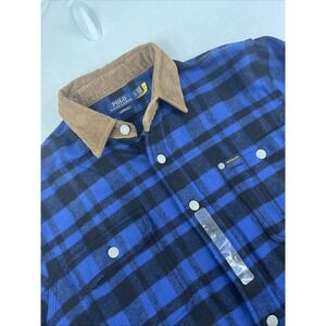 $348 POLO RALPH LAUREN Mens Large Wool Flannel Workshirt Buffalo Plaid Corduroy